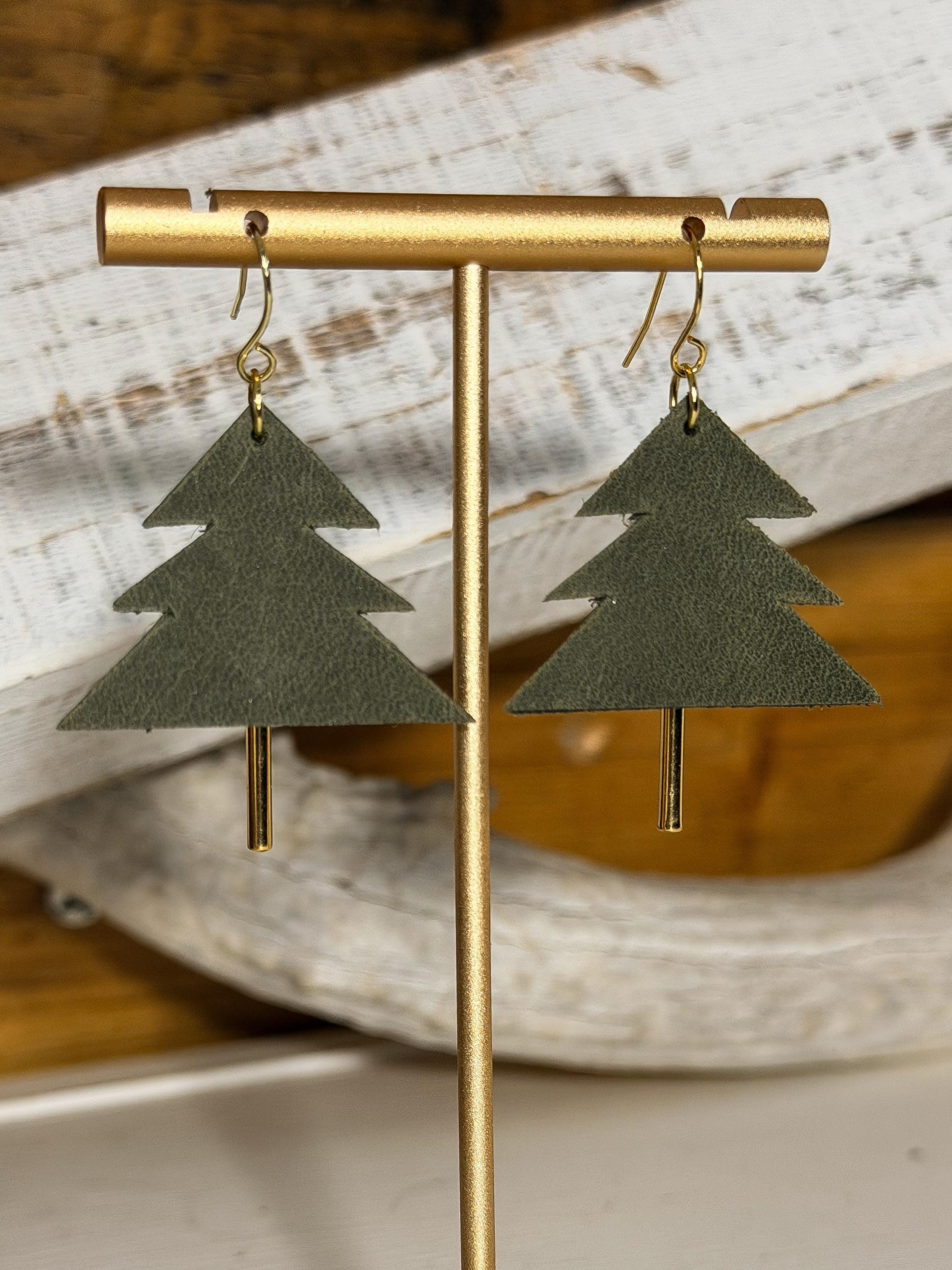 Hand-cut Genuine Christmas Tree Earrings!